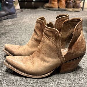 Ariat Light Brown Leather Western Cutout Ankle Booties